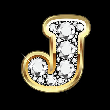 J gold and diamond bling vector