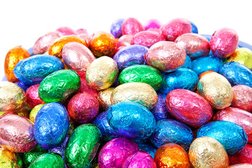 Pile of colorful easter eggs