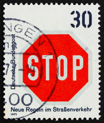 Postage stamp Germany 1971 STOP traffic sign