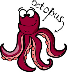 Мультфильм осьминога, векторные иллюстрации