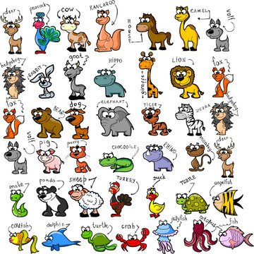 Большой набор мультфильм животных