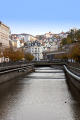 river running through carlsbad, Czech republic