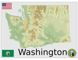 usa states washington flag map emblem