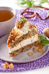 cake with nuts and caramel
