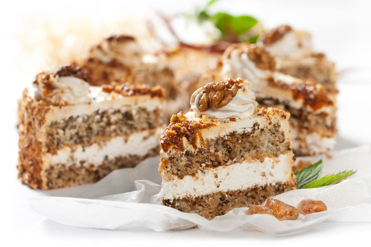 cake with nuts and caramel