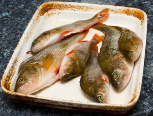 fish prepared for cooking.