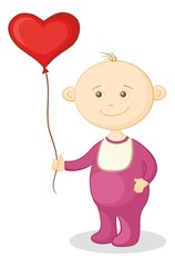 Baby with a heart balloon