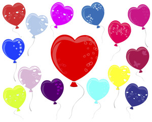 Balloons in the shape of heart.