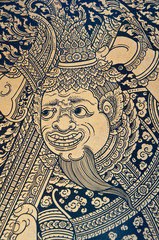 Buddhist art paint style in public temple of thailand