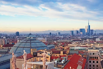 Fotobehang Milaan De skyline van Milaan van (&quot kathedraal van Milaan&quot ). Italië.