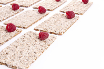 Raspberries over crispbread