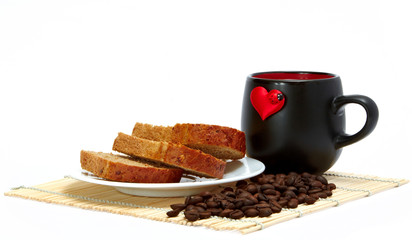 Slices of bread and cup with a heart