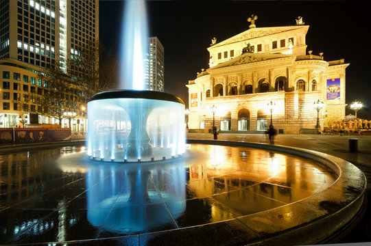 Old Opera In Frankfurt At Night