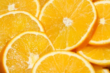 Gordijnen Abstracte achtergrond met stukjes sinaasappel © RomanR