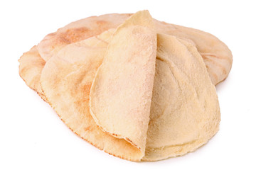 pita bread on white