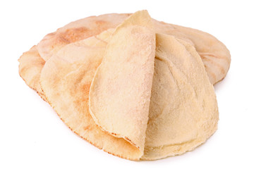 pita bread on white