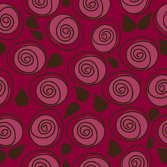 Fototapeta na wymiar Red floral background, seamless pattern