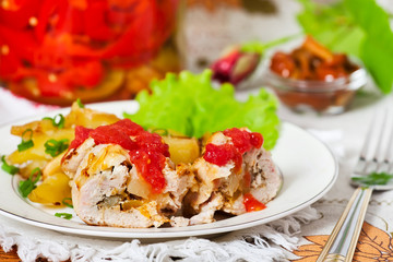 roasted chicken meat