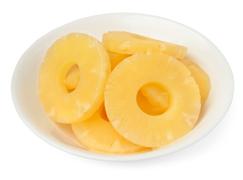 pineapple slices in a bowl