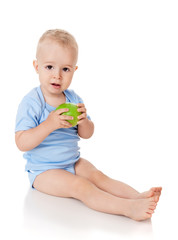 The child with an apple