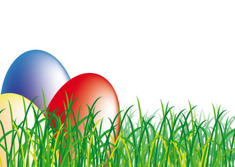 Farbige Eier im Frühlingsgras