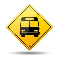 Señal amarilla simbolo autobus