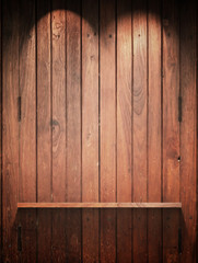 Wood Shelf on wall with Top light