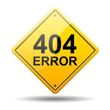 Se&ntilde;al amarilla texto 404 ERROR