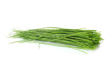 beautiful green onion chives isolated on white - obrazy, fototapety, plakaty