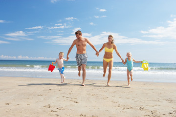 Family on beach vacation