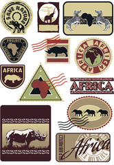 Africa wildlife labels and stamps