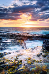 Crépuscule sur les côtes réunionnaises