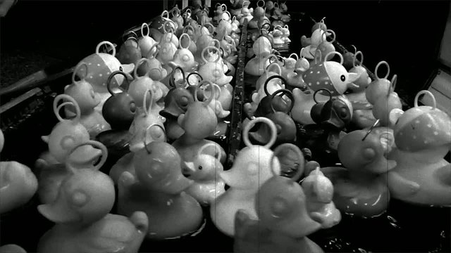 P&ecirc;che aux canards en noir et blanc