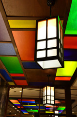 Colorful lamp on ceiling, Japanese style