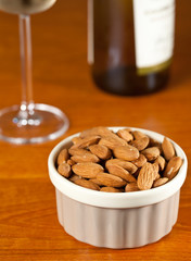 Raw organic almonds in bowl