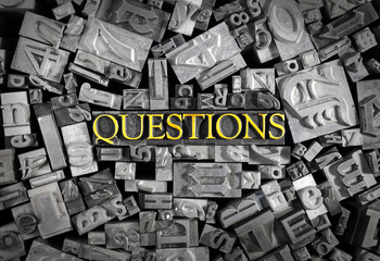 Questions spelled out in Metal Letters