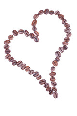 Shape of a heart made out of coffee beans
