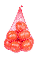 Tomatoes in a red mesh bag