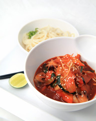 baby octopus food asian style with noodle