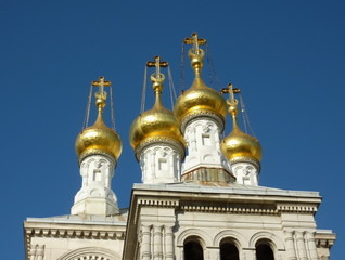 Fototapeta na wymiar Russian eastern orthodox church in Geneva Switzerland