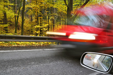 Car transport, blurred van