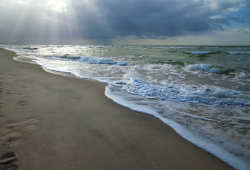 Sonnestrahlen am Weststrand Darß, Mecklenburg-Vorpommern, Deuschland, Europa