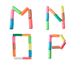 Plasticine alphabet letters (M,N,O,P)