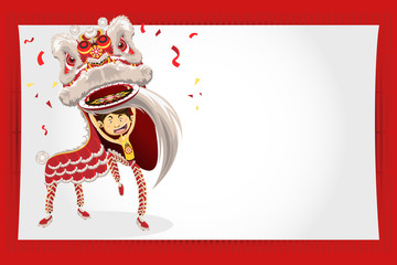 Chinese New Year Greeting Card Lion Dance
