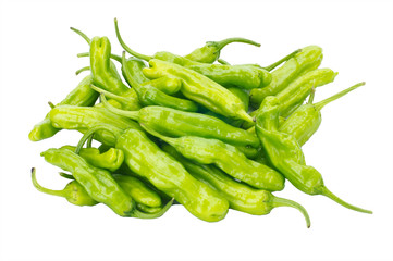 Padrone peppers isolated on white