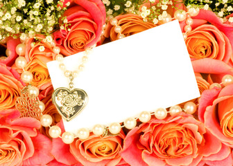 roses with  banner to write it on your text