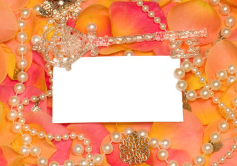 rose petals with  banner to write it on your text and key