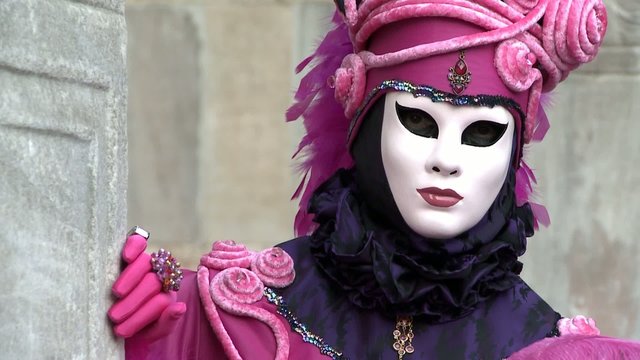 close-up pink costume Venice carnival
