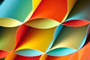 detail of waved colored paper structure