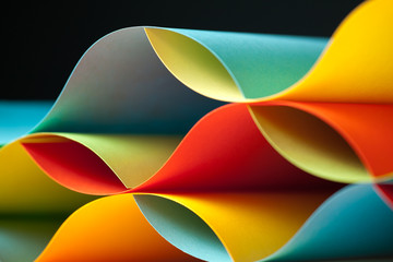 detail of waved colored paper structure - 38093494